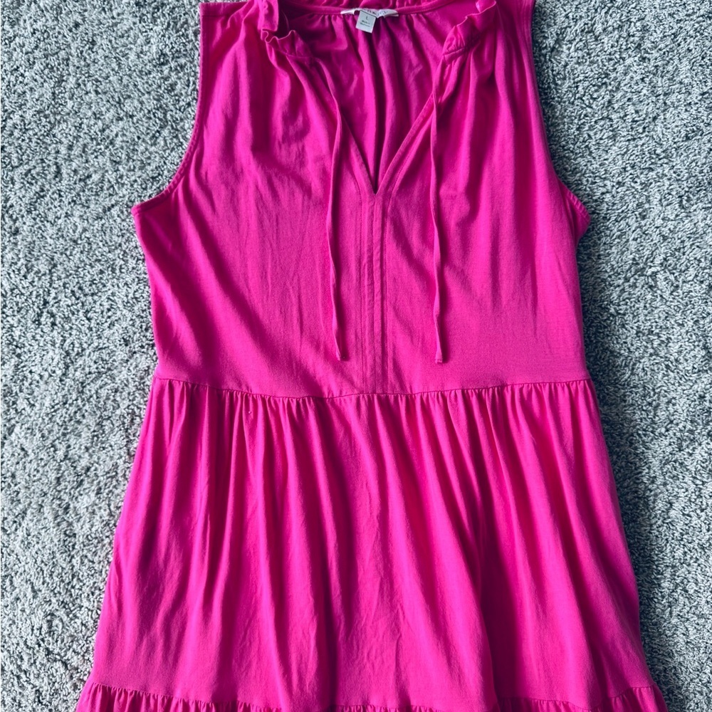 Pink Sleeveless Maxi Dress Maxi Peasant Dress Preppy tiered dress size large - Picture 6 of 9